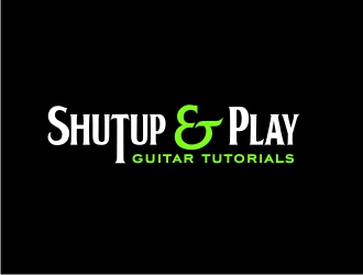 Shutup & Play guitar tutorials logo design by wongndeso
