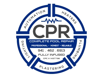 Complete Pool repair  logo design by harrysvellas