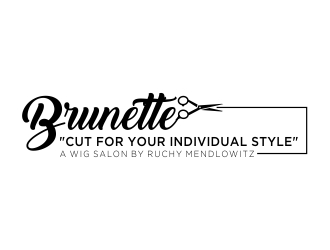 Brunette &quot;Cut for your individual style&quot; A wig salon by Ruchy Mendlowitz logo design by dibyo
