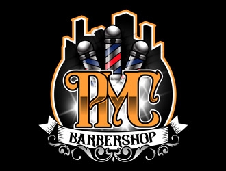 PMC barbershop  logo design by DreamLogoDesign