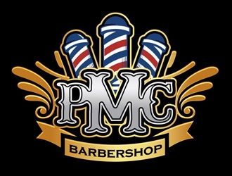 PMC barbershop  logo design by DreamLogoDesign