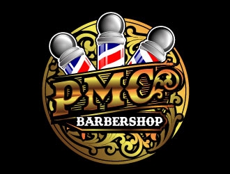 PMC barbershop  logo design by maze