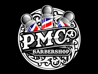 PMC barbershop  logo design by maze