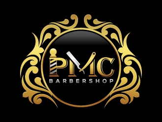 PMC barbershop  logo design by sanu