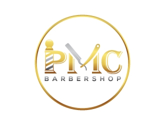 PMC barbershop  logo design by sanu