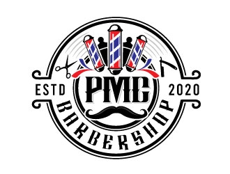 PMC barbershop  logo design by Conception