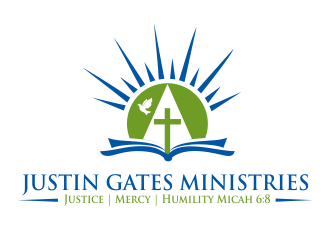Justin Gates Ministries    Justice | Mercy | Humility   Micah 6:8 logo design by aldesign