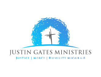 Justin Gates Ministries    Justice | Mercy | Humility   Micah 6:8 logo design by Gwerth