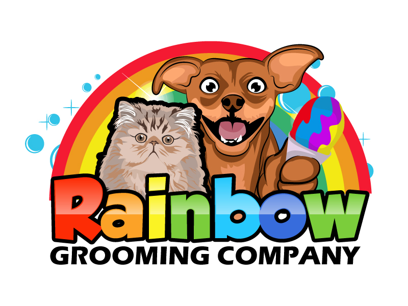 The Rainbow Grooming Company logo design by ElonStark