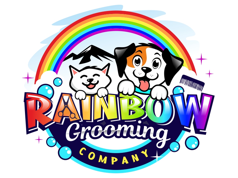 The Rainbow Grooming Company logo design by ruki