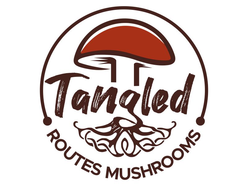 Tangled Routes Mushrooms logo design by kopipanas