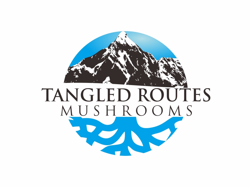 Tangled Routes Mushrooms logo design by stark