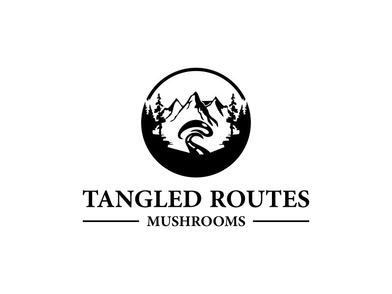 Tangled Routes Mushrooms logo design by vostre