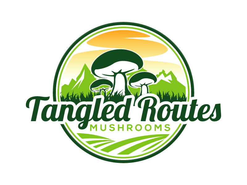 Tangled Routes Mushrooms logo design by Kirito
