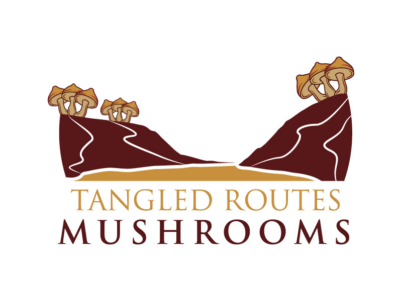 Tangled Routes Mushrooms logo design by mewlana