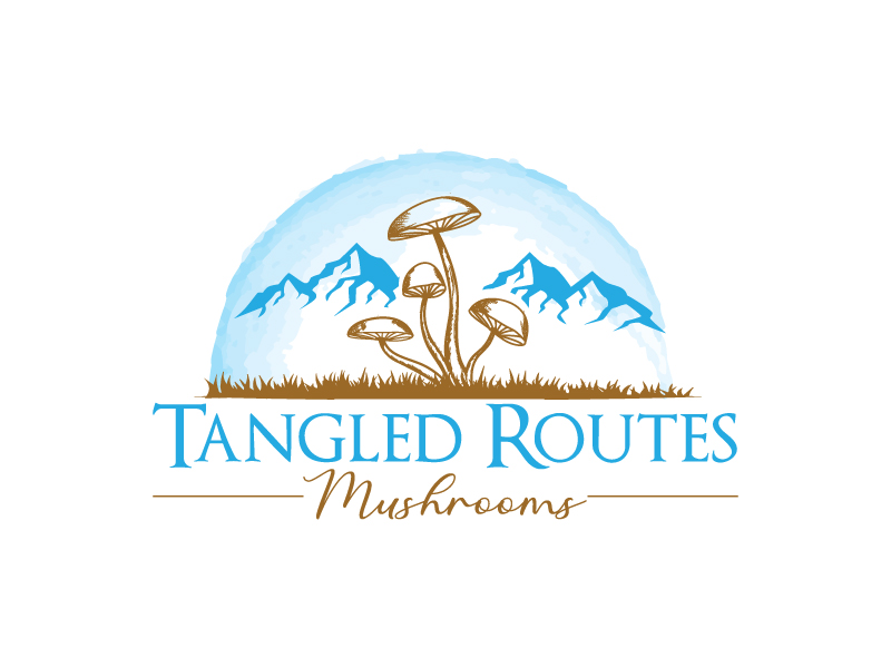 Tangled Routes Mushrooms logo design by Bhaskar Shil