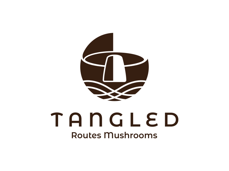 Tangled Routes Mushrooms logo design by MonkDesign