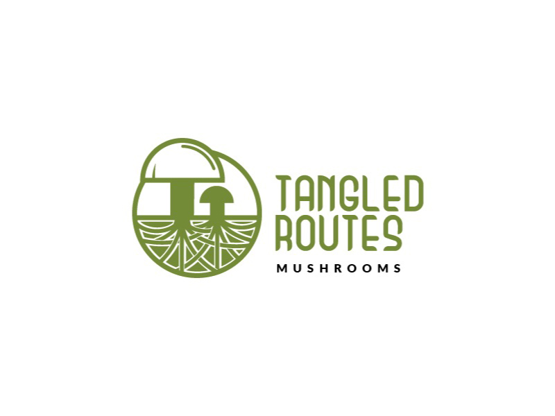 Tangled Routes Mushrooms logo design by Erasedink