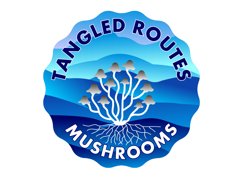 Tangled Routes Mushrooms logo design by aura