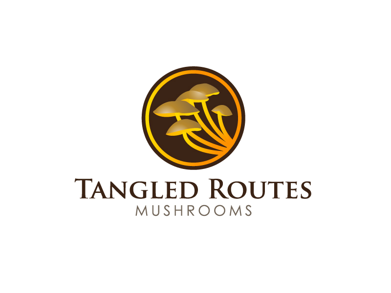 Tangled Routes Mushrooms logo design by Marianne