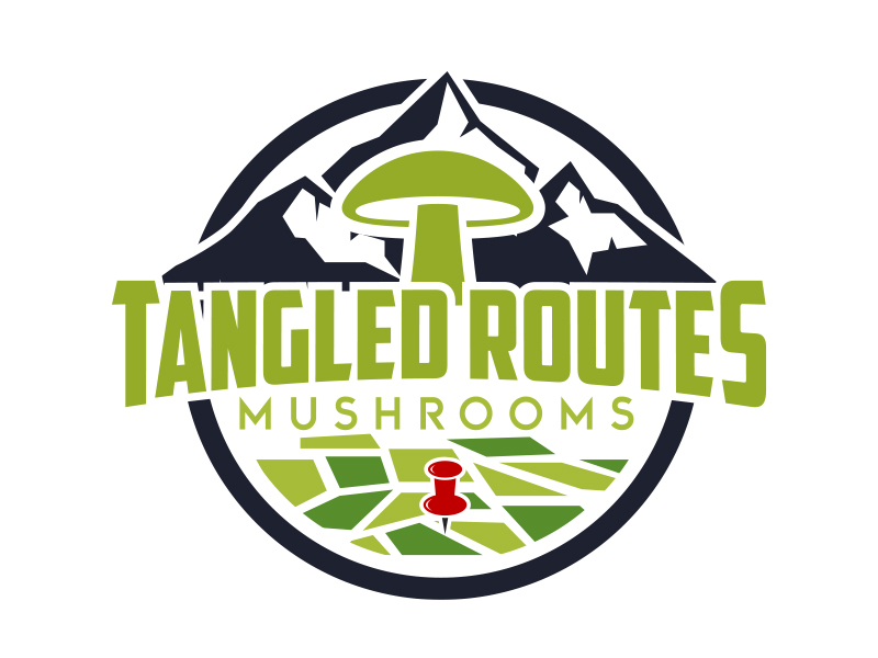Tangled Routes Mushrooms logo design by MarkindDesign