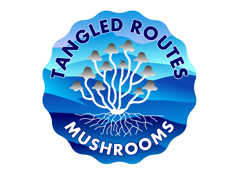 Tangled Routes Mushrooms logo design by aura