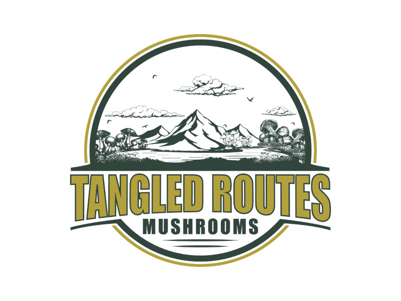 Tangled Routes Mushrooms logo design by nona