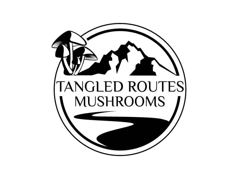 Tangled Routes Mushrooms logo design by sakarep
