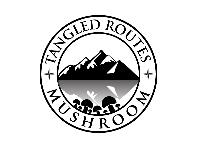 Tangled Routes Mushrooms logo design by twomindz