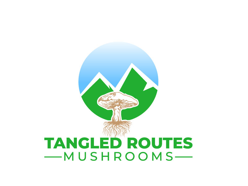 Tangled Routes Mushrooms logo design by aryamaity