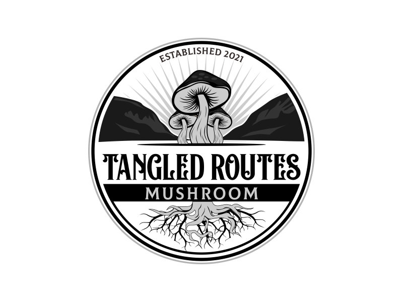Tangled Routes Mushrooms logo design by rizuki