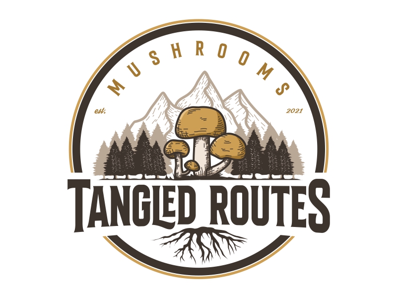 Tangled Routes Mushrooms logo design by Alfatih05