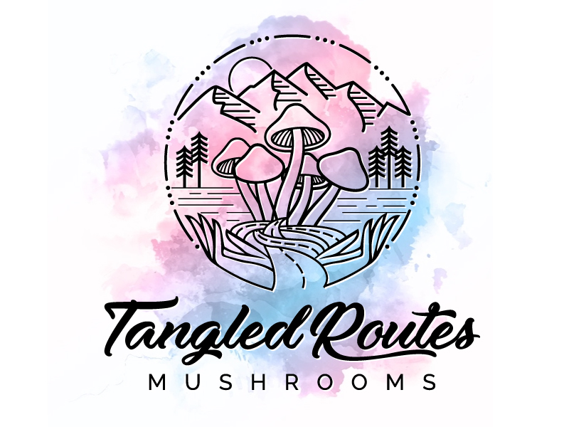 Tangled Routes Mushrooms logo design by jaize