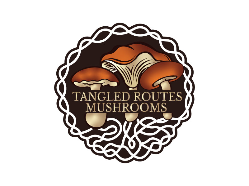Tangled Routes Mushrooms logo design by Htz_Creative