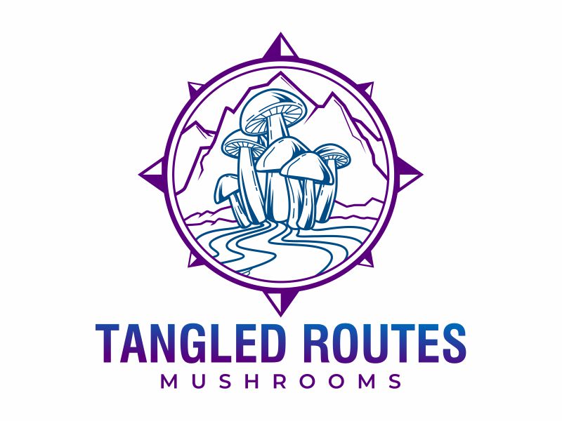 Tangled Routes Mushrooms logo design by mutafailan