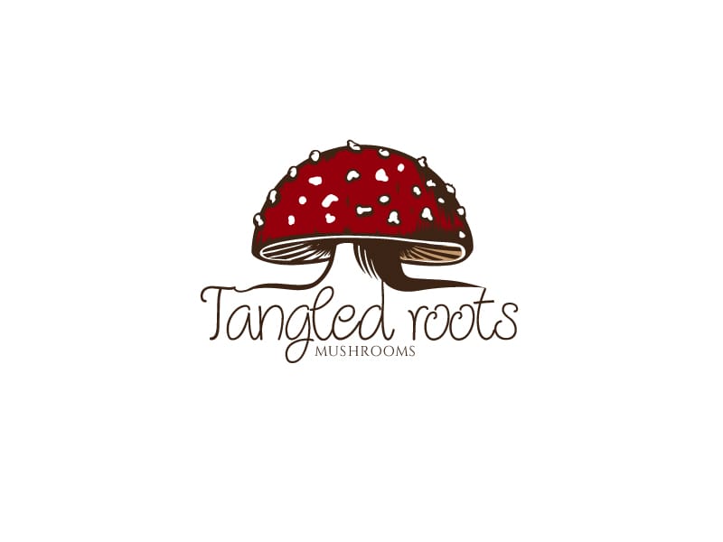 Tangled Routes Mushrooms logo design by Erasedink