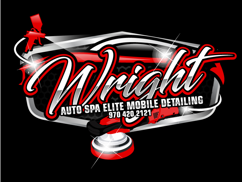 Wright Auto Spa elite Mobile detailing. 970 420 2121 logo design by ElonStark