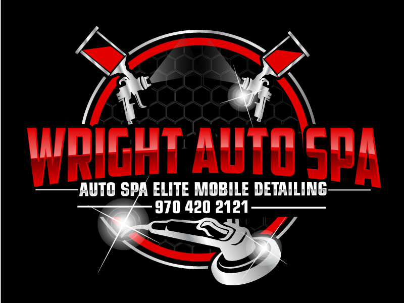 Wright Auto Spa elite Mobile detailing. 970 420 2121 logo design by ElonStark