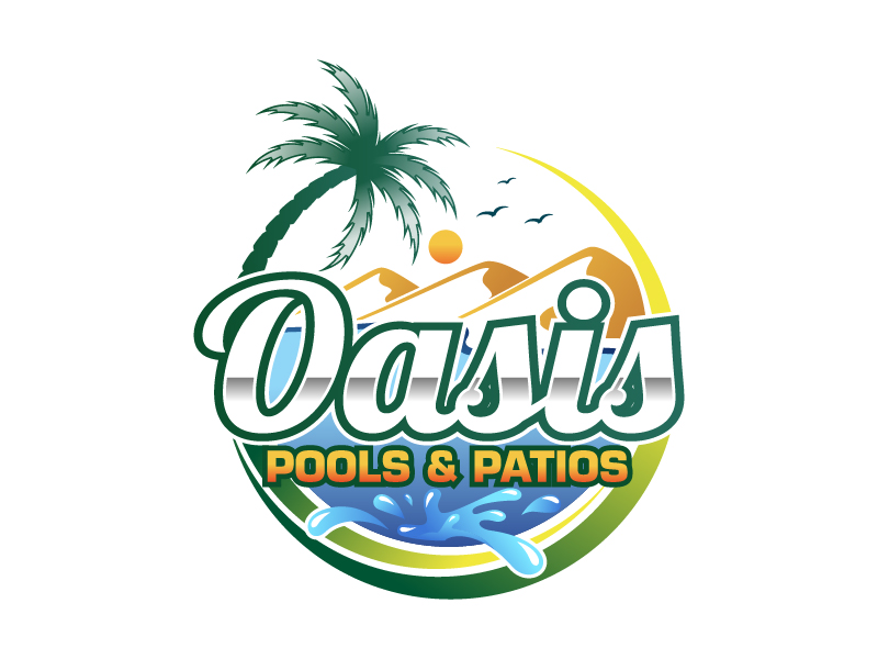 Oasis Pools & Patios logo design by sakarep