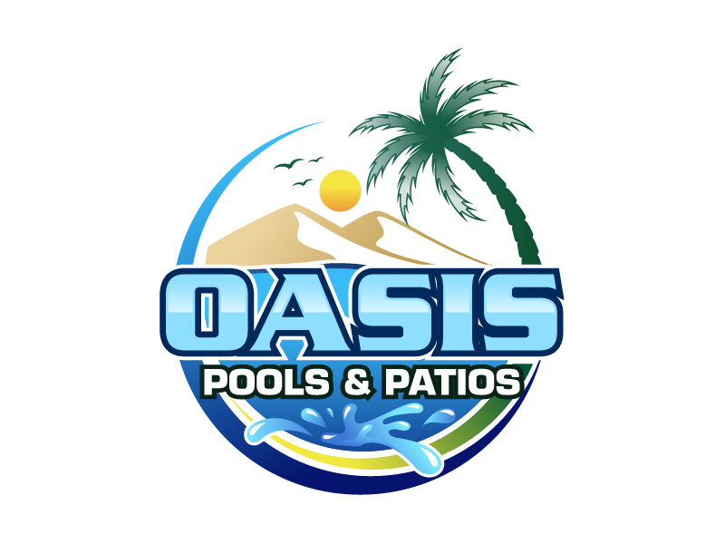 Oasis Pools & Patios logo design by sakarep