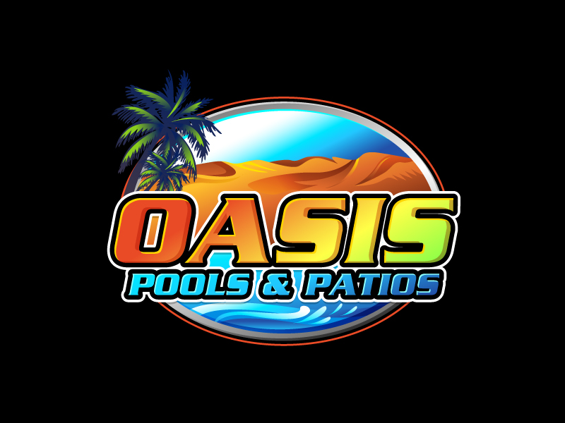 Oasis Pools & Patios logo design by Koushik