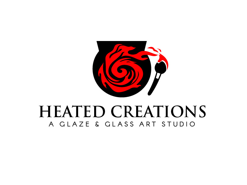 Heated Creations (tag line) A Glaze & Glass Art Studio logo design by justin_ezra