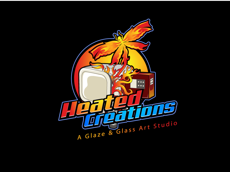 Heated Creations (tag line) A Glaze & Glass Art Studio logo design by Koushik