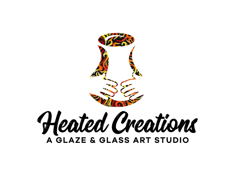 Heated Creations (tag line) A Glaze & Glass Art Studio logo design by Kirito
