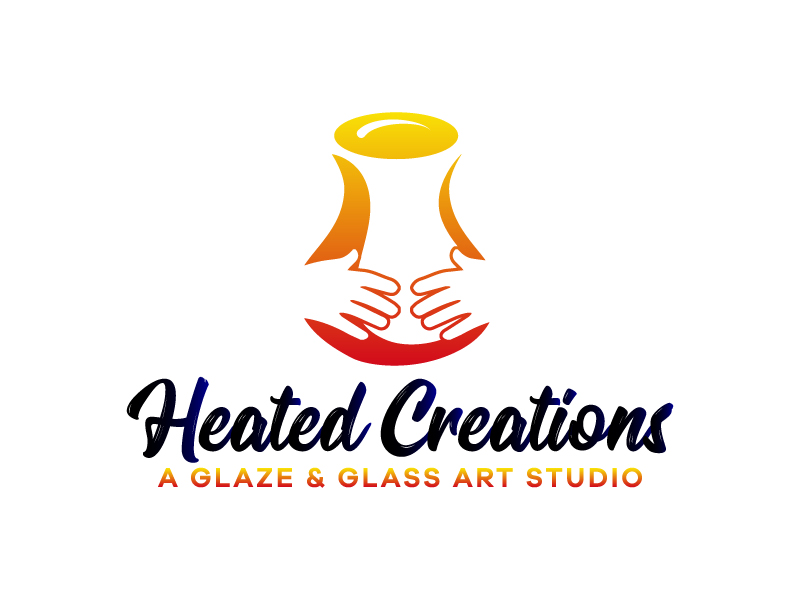 Heated Creations (tag line) A Glaze & Glass Art Studio logo design by Kirito