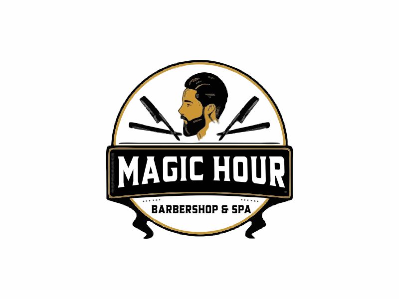 Magic Hour Barbershop & Spa logo design by giphone