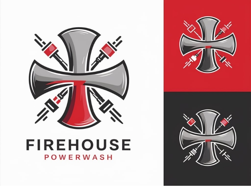 Firehouse Powerwash logo design by iffikhan