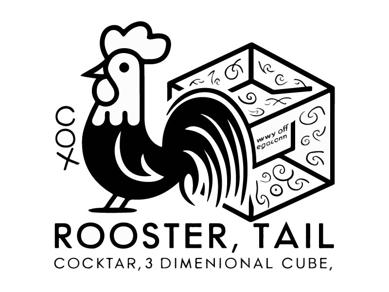 Rooster, Tail, 3 Dimensional Cube - Play on the words Cocktail Cubes logo design by Rahul Biswas