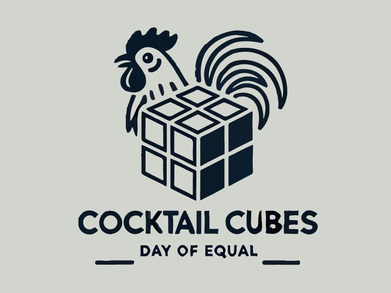 Rooster, Tail, 3 Dimensional Cube - Play on the words Cocktail Cubes logo design by Rahul Biswas