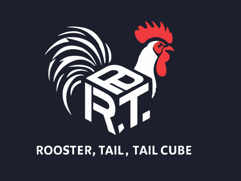 Rooster, Tail, 3 Dimensional Cube - Play on the words Cocktail Cubes logo design by Rahul Biswas